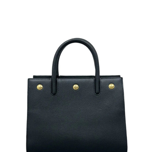 Burberry Mini Two Handle Title Tote Grained Calfskin Black