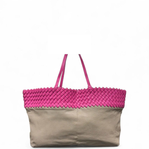 Bottega Veneta Tote Bag Calfskin Intrecciato Beige Rose