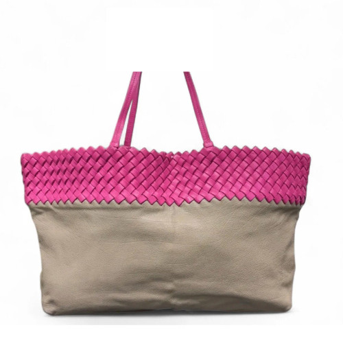 Bottega Veneta Tote Bag Calfskin Intrecciato Beige Rose