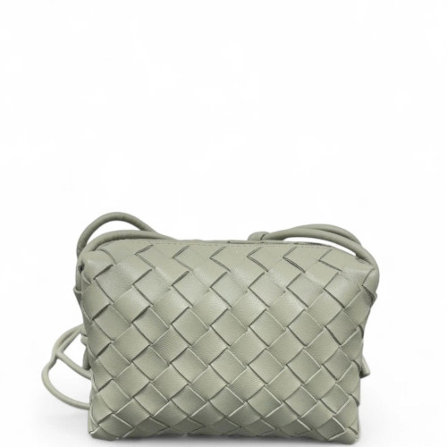 Bottega Veneta Loop Top Handle Camera Bag Lambskin Intrecciato Light Green