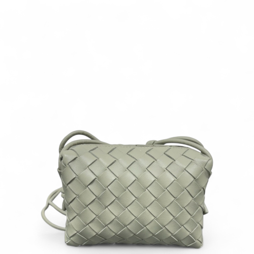 Bottega Veneta Loop Top Handle Camera Bag Lambskin Intrecciato Light Green