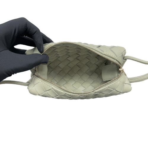 Bottega Veneta Loop Top Handle Camera Bag Lambskin Intrecciato Light Green