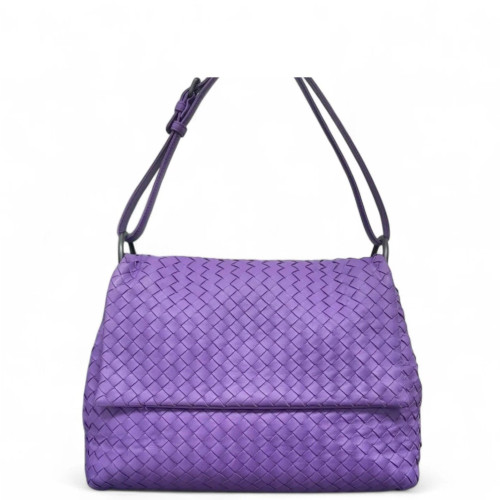 Bottega Veneta Shoulder Bag Calfskin Intrecciato Purple