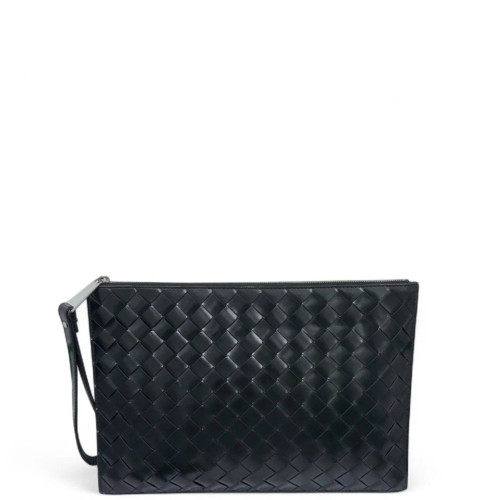 Bottega Veneta Bill Pouch Calfskin Intrecciato Black