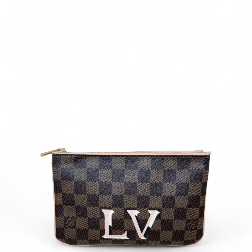 Louis Vuitton Double Zip Pochette Damier Ebene Brown Pink
