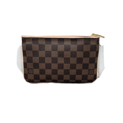 Louis Vuitton Double Zip Pochette Damier Ebene Brown Pink