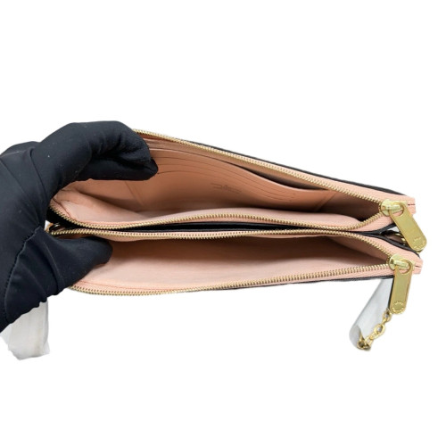Louis Vuitton Double Zip Pochette Damier Ebene Brown Pink