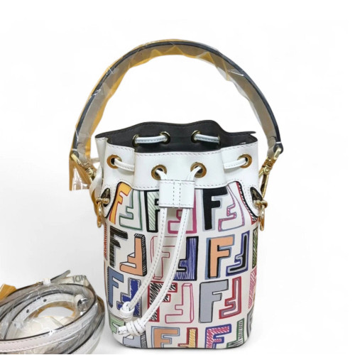 Fendi Mini Mon Tresor Bucket Calfskin White