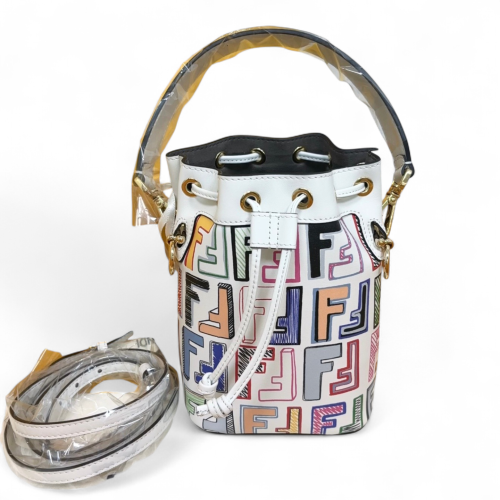 Fendi Mini Mon Tresor Bucket Calfskin White