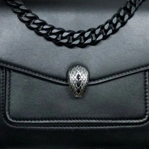 Bvlgari Flap Bag Calfskin Black