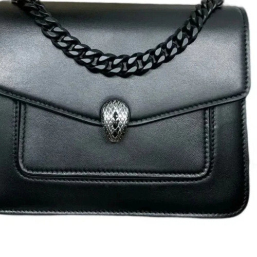 Bvlgari Flap Bag Calfskin Black