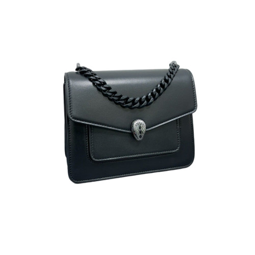 Bvlgari Flap Bag Calfskin Black