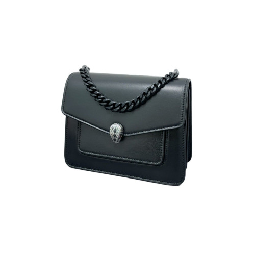 Bvlgari Flap Bag Calfskin Black