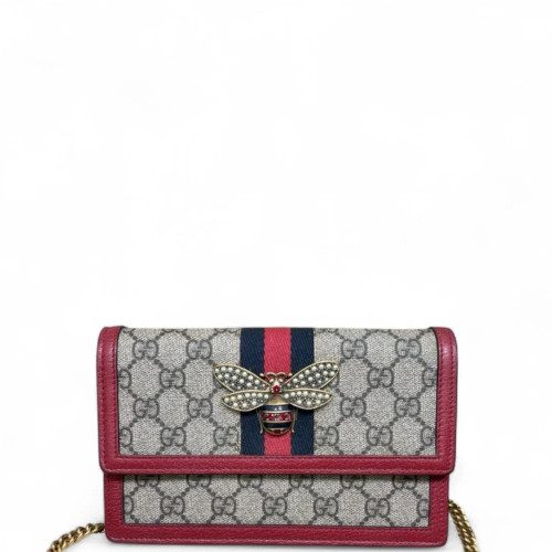 Gucci Mini Queen Margaret Broadway Shoulder Bag GG Supreme Monogram Beige Red Blue Gucci Mini Queen Margaret Broadway Shoulder Bag GG Supreme Monogram Beige Red Blue