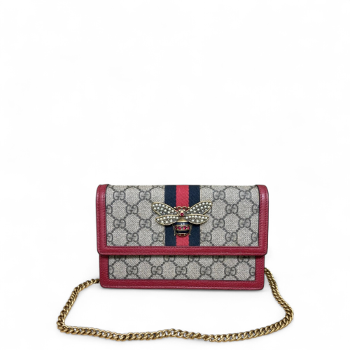 Gucci Mini Queen Margaret Broadway Shoulder Bag GG Supreme Monogram Beige Red Blue Gucci Mini Queen Margaret Broadway Shoulder Bag GG Supreme Monogram Beige Red Blue