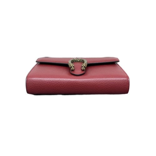 Gucci Mini Dionysus Chain Wallet Grained Calfskin Red