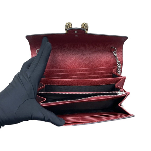 Gucci Mini Dionysus Chain Wallet Grained Calfskin Red