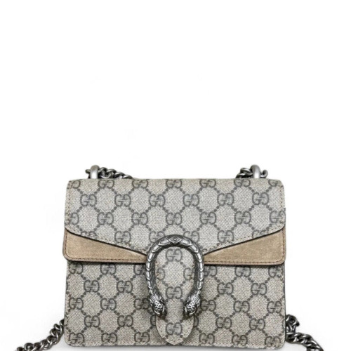 Gucci Small Dionysus GG Supreme Monogram Suede Camel Brown Beige