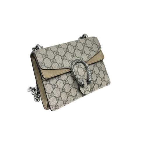 Gucci Small Dionysus GG Supreme Monogram Suede Camel Brown Beige