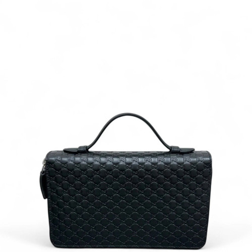 Gucci Top Handle Continental Wallet Guccissima Microguccissima Black