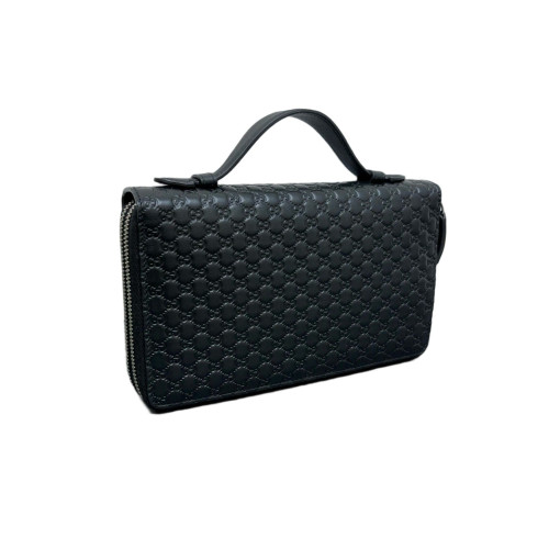 Gucci Top Handle Continental Wallet Guccissima Microguccissima Black