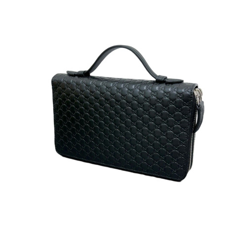 Gucci Top Handle Continental Wallet Guccissima Microguccissima Black
