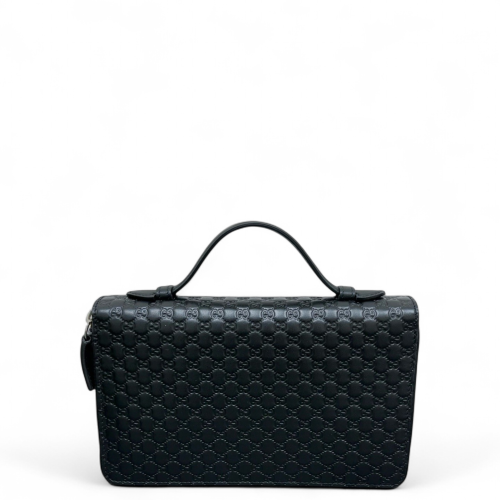 Gucci Top Handle Continental Wallet Guccissima Microguccissima Black