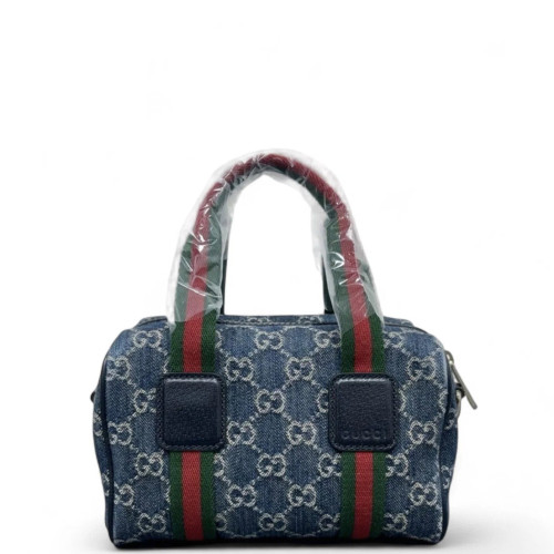 Gucci Boston Bag Denim Blue Red Green