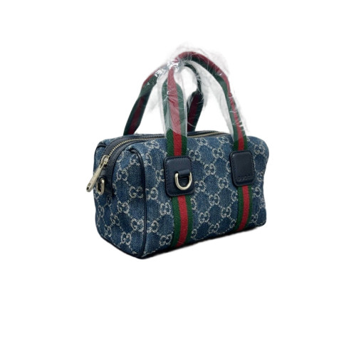 Gucci Boston Bag Denim Blue Red Green