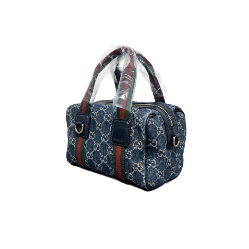 Gucci Boston Bag Denim Blue Red Green