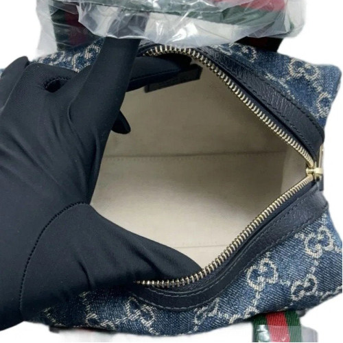 Gucci Boston Bag Denim Blue Red Green
