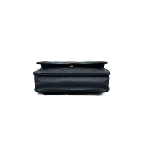 Chanel Quilted Top Handle Phone Holder Lambskin Black