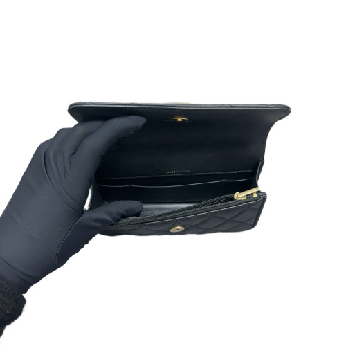 Chanel Quilted Top Handle Phone Holder Lambskin Black