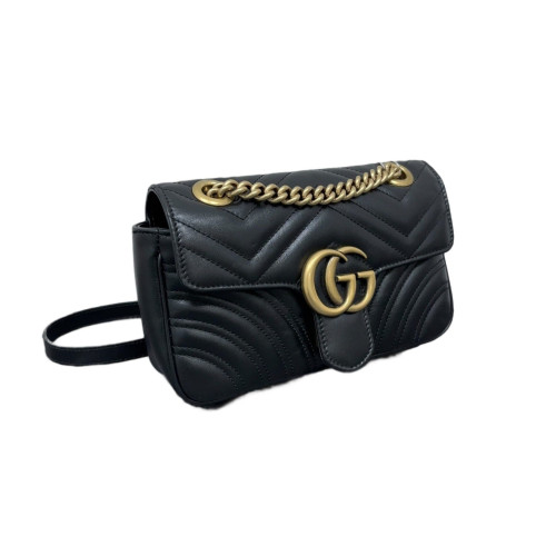 Gucci Chevron Mini GG Marmont Calfskin Black