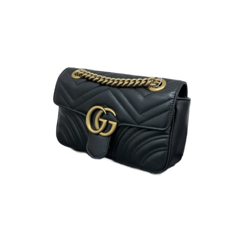 Gucci Chevron Mini GG Marmont Calfskin Black