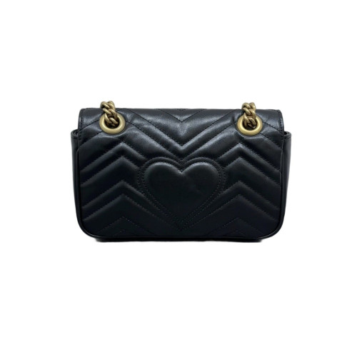 Gucci Chevron Mini GG Marmont Calfskin Black