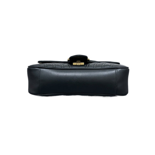 Gucci Chevron Mini GG Marmont Calfskin Black