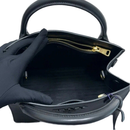 Prada Small Monochrome Tote Saffiano Calfskin Black