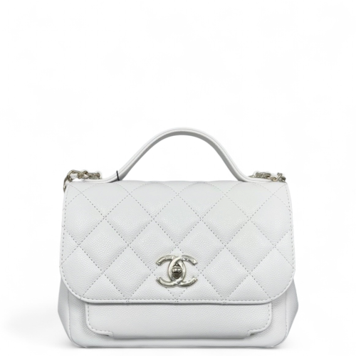 Chanel Quilted Small Business Affinity Flap Grained Calfskin White