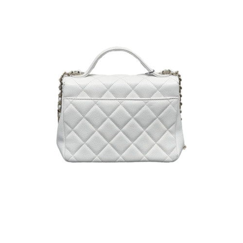 Chanel Quilted Small Business Affinity Flap Grained Calfskin White