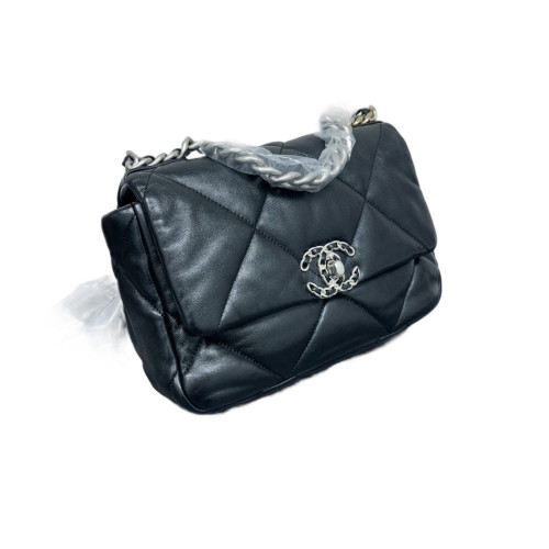Chanel Quilted Small 19 Flag Lambskin Black