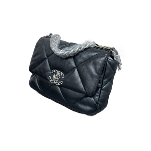 Chanel Quilted Small 19 Flag Lambskin Black