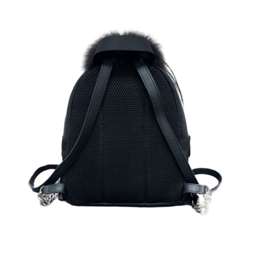 Fendi Monster Eyes Mini Backpack Canvas Crocodile Mink Fur Black Yellow