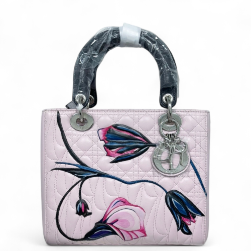 Dior Large Lady Dior Calfskin Pink Black Blue
