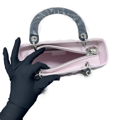 Dior Large Lady Dior Calfskin Pink Black Blue