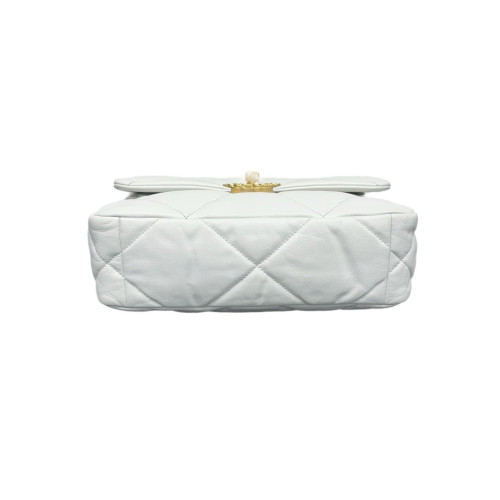Chanel Quilted Small 19 Flag Lambskin White