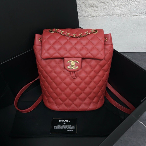 Chanel Quilted Small Salzburg Backpack Calfskin Red