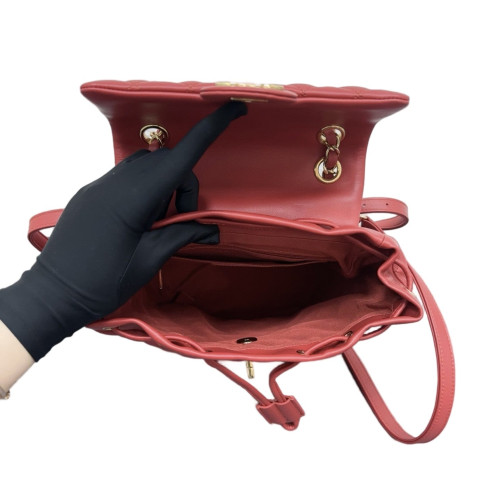 Chanel Quilted Small Salzburg Backpack Calfskin Red