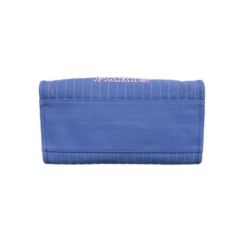 Chanel Embroidered Deauville NM Tote Striped Canvas Blue White