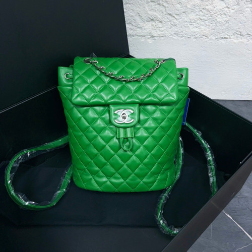 Chanel Quilted Medium Salzburg Backpack Calfskin Green